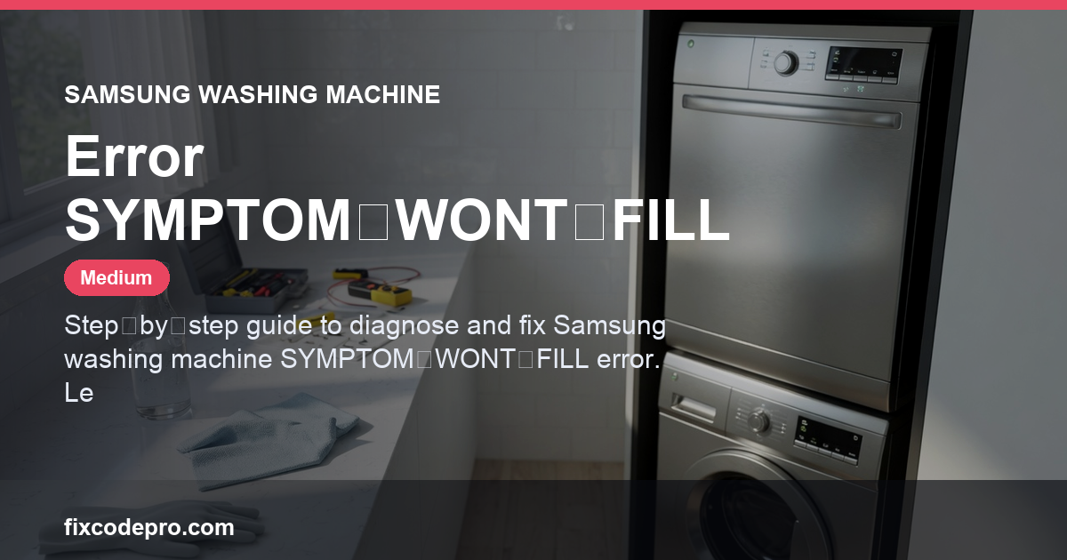 Samsung Washing Machine Error SYMPTOM‑WONT‑FILL — troubleshooting guide