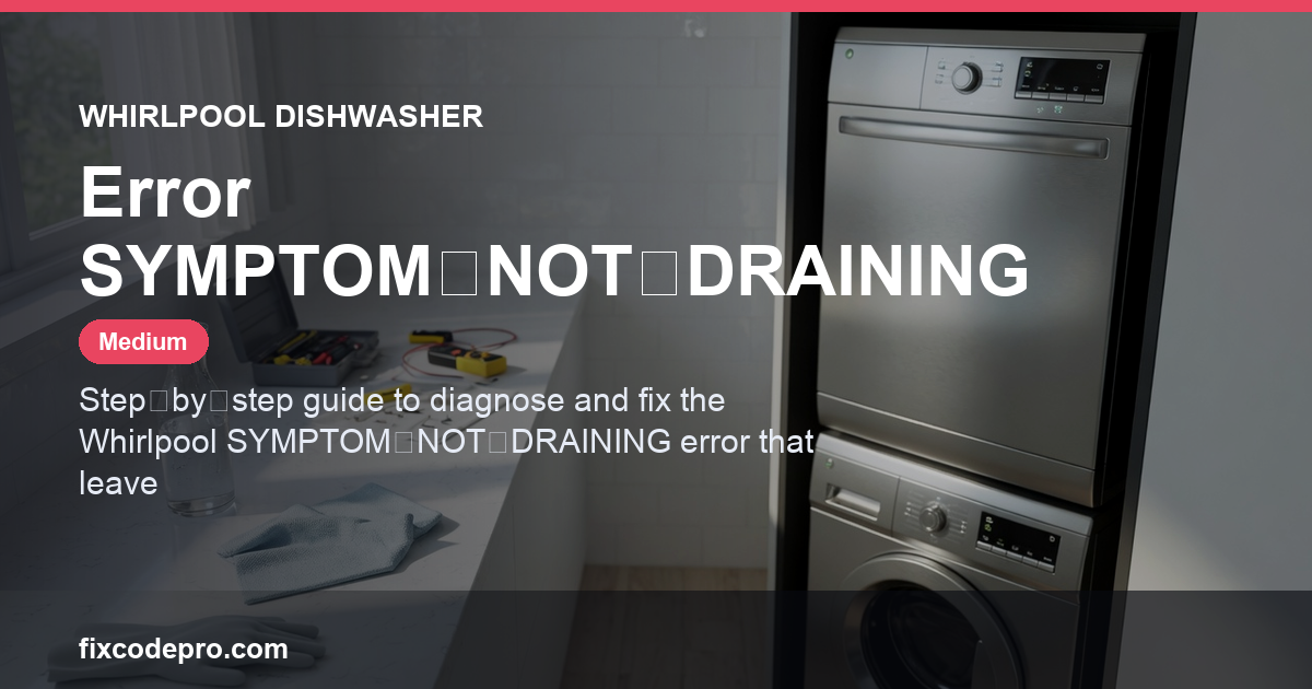Whirlpool Dishwasher Error SYMPTOM‑NOT‑DRAINING — troubleshooting guide